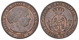 Isabel II (1833-1868). 1 céntimo de escudo. 1868. Jubia. OM. (Cal-659). Ae. 2,49 g. EBC-. Est...25,00.