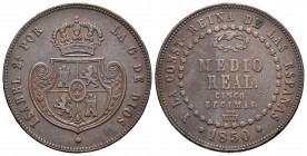Isabel II (1833-1868). 1/2 real. 1850. Segovia. (Cal-575). Ae. 18,53 g. MBC-. Est...40,00.