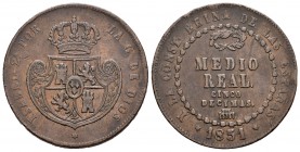 Isabel II (1833-1868). 1/2 real. 1851. Segovia. (Cal-576). Ae. 18,30 g. BC+. Est...25,00.
