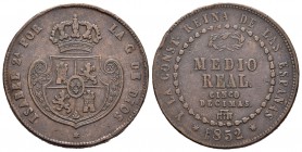 Isabel II (1833-1868). 1/2 real. 1852. Segovia. (Cal-1852). Ae. 18,16 g. Golpes en el canto. MBC-. Est...20,00.