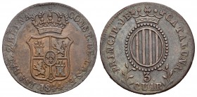 Isabel II (1833-1868). 3 cuartos. 1844. Barcelona. (Cal-710). Ae. 7,03 g. MBC. Est...20,00.