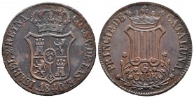Isabel II (1833-1868). 6 cuartos. 1840. Barcelona. (Cal-688). Ae. 13,53 g. Leves concreciones. MBC. Est...18,00.