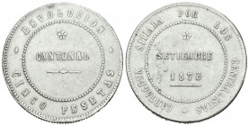 Revolución Cantonal. 5 pesetas. 1873. Cartagena. (Cal-6). Ag. 28,56 g. No coincidente. MBC+. Est...250,00.