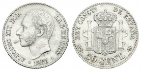 Alfonso XII (1874-1885). 50 céntimos. 1880*8-0. Madrid. MSM. (Cal-63). Ag. 2,52 g. Golpecito en el canto. Brillo original. EBC. Est...25,00.