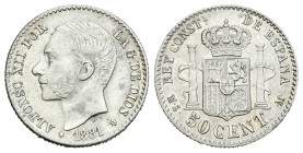 Alfonso XII (1874-1885). 50 céntimos. 1881*_-1. Madrid. MSM. (Cal-64). Ag. 2,43 g. EBC-. Est...25,00.