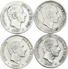 Alfonso XII (1874-1885). Serie parcial de 10 centavos de Manila, 1881, 1882, 1883 y 1885. A EXAMINAR. BC/BC+. Est...65,00.