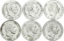 Alfonso XII (1874-1885). Serie completa de 6 monedas de 20 centavos de Manila, 1880, 1881, 1882, 1883, 1884 y 1885. A EXAMINAR. BC/MBC-. Est...150,00.