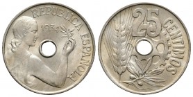 II República (1931-1939). 25 céntimos. 1934. Madrid. (Cal-6). Cu-Ni. 7,04 g. Brillo original. SC. Est...35,00.