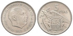 Estado español (1936-1975). 5 pesetas. 1957*58. Madrid. (Cal-49). Cu-Ni. 5,71 g. SC. Est...25,00.