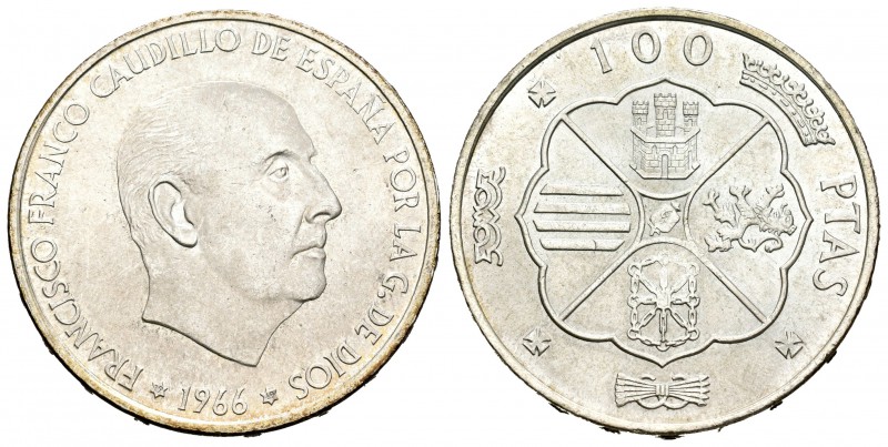 Estado español (1936-1975). 100 pesetas. 1966*19-69. Madrid. (Cal-15). Ag. 18,99...