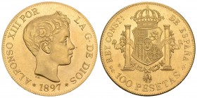 Estado español (1936-1975). 100 pesetas. 1897*19-62. Madrid. SGV. (Cal-tipo 1). Au. 32,27 g. Reproducción de joyería. SC-. Est...600,00.