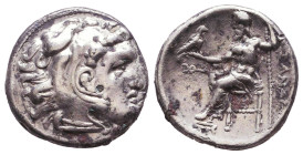 KINGS of MACEDON. Alexander III 'the Great'. 336-323 BC. AR Drachm. 

Reference:

Condition: Very Fine

Weight: 3,7 gr 
Diameter: 16,9 mm