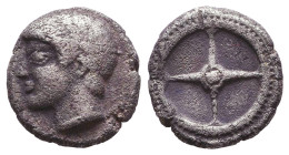 Bithynia, Kalchedon AR. Late 5th-4th centuries BC. 

Reference:

Condition: Very Fine

Weight: 2,4 gr
Diameter: 12,1 mm