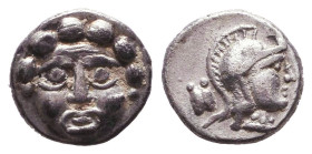 Greek Obol, Ca. 5th-3rd Century BC. AR.

Reference:

Condition: Very Fine

Weight: 0,8 gr
Diameter: 8,2 mm