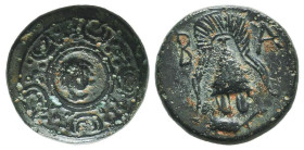 Greek Coins. 4th - 3rd century B.C. AE
Reference:

Condition: Very Fine

Weight: 4,1 gr
Diameter: 14,6