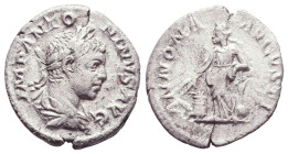 Elagabalus. A.D. 218-222. AR denarius 
Reference:

Condition: Very Fine

Weight: 2,2gr
Diameter: 18,6mm