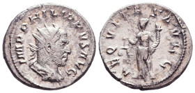 Philip I. A.D. 244-249. AR antoninianus
Reference:

Condition: Very Fine

Weight: 3,9gr
Diameter: 22,2mm