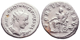 Gordian III. AD 238-244. AR. Antoninianus
Reference:

Condition: Very Fine

Weight: 3,8gr
Diameter: 2,9mm