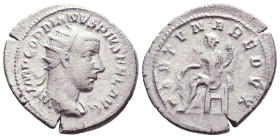 Gordian III. AD 238-244. AR. Antoninianus
Reference:

Condition: Very Fine

Weight: 4gr
Diameter: 25,3gr