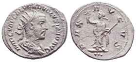 Volusian AR Antoninianus, AD 251-253
Reference:

Condition: Very Fine

Weight: 3,9gr
Diameter: 22,9mm
