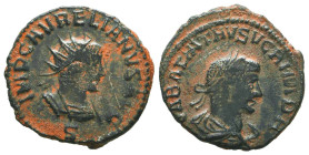 Aurelian, with Vaballathus. A.D. 270-275. AE antoninianus 
Reference:

Condition: Very Fine

Weight: 3,3gr
Diameter: 20,8mm