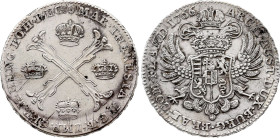 Belgium - Brabant - Maria Theresa (1740-1780), Kronenthaler 1766 over 1765 (Brussels mint) (Silver, 29.49 gr, 41 mm). KM 21. Extremely Fine, Cleaned.