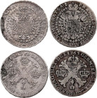 Belgium - Brabant - Francis I (1745-1765), Lot of 2 coins, 1/2 Kronenthaler 1759 and 1765 (Brussels mint). KM 20.