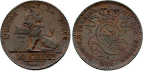 Belgium - Leopold I (1831-1865), 10 Centimes 1848 (Brussels mint) (Copper, 19.73 gr, 32 mm). Bogaert 386C, KM 2. Extremely Fine.
