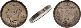 Belgium - Leopold III (1934-1951), Piefort Silver essai 5 Francs 1936, Treasury Director Leopold Smeers (Silver, 15.09 gr, 25 mm). Dupriez cfr. 2585, ...