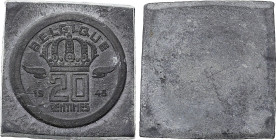Belgium - Prince Regent Charles (1944-1951), Uniface Reverse Tin Trial 20 Centimes 1948 (Lead, 40.46 gr, 33 mm). Bogaert cfr. 2813. Extremely Fine.