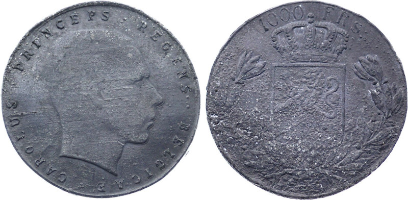 Belgium - Prince Regent Charles (1944-1951), Tin essai 1000 Francs 1949 (Lead, 1...