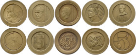 Belgium - Baudouin I (1951-1993), Concours of 1985 - 5 Francs. Grispen 3613-A - 3622. Extremely Fine.

Series of uniface patterns, made by 5 artists (...