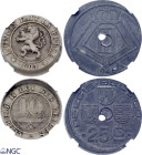Belgium - Error 10 Centimes 1894 and 25 Centimes 1946. NGC AU55 and MS61