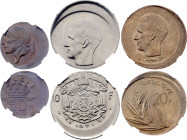 Belgium - Error 50 Centimes 1979, 10 Francs 1971 and 20 Francs 1981. NGC UNC Details, MS64 and MS62

All three coins struck off center.