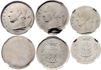 Belgium - Error 5 Francs 1969 and 1975. NGC MS65 to MS66

Planchets struck together, Obverse brockage, struck on 1 Franc planchet.