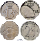 Belgium - Error 25 Centimes 1966 and 1968. NGC MS61 and MS64

Reverse struck thru, capped die. Obverse indent, partial collar.