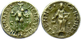 Belgium - Mons, Henri de Monsenaire and his wife Jeanne Cantineau (Brass, 18.16 gr, 31 mm). Extremely Fine.
