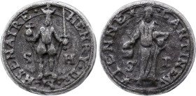 Belgium - Mons, Henri de Monsenaire and his wife Jeanne Cantineau (Lead, 23.72 gr, 31 mm). Extremely Fine.