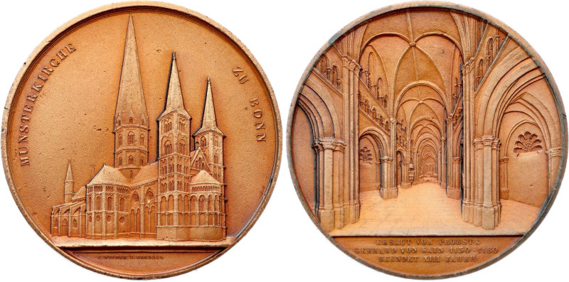 Belgium - Germany, Bonn Cathedral 1855, Wiener (Bronze, 96.94 gr, 60 mm). Van Ho...