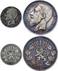 Belgium - Lot of 2 coins, 1 Franc 1850 and 5 Francs 1867.