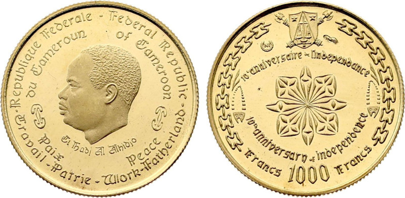 Cameroon - Republic (1960-date), Proof 1000 Francs 1970 (Paris mint) (Gold, 3.50...