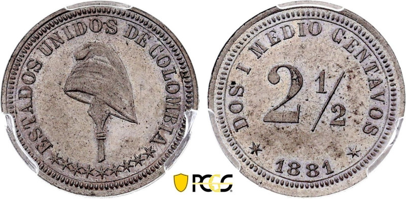 Colombia - United States of Colombia (1863-1886), Pattern 2 1/2 Centavos 1881 (W...