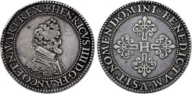 France - Henri IV (1589-1610), Silver essai Franc 1607 (Paris mint) (Silver, 27.62 gr, 39 mm). Ciani 1532, Duplessy unlisted. Very Fine, edge tooling....