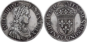 France - Louis XIV (1643-1715), Ecu 1653 A (Paris mint) (Silver, 27.26 gr, 39 mm). Ciani 1849, Duplessy 1469, Gadoury 202. Very Fine.