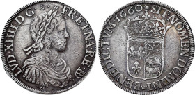 France - Louis XIV (1643-1715), Ecu of Bearn 1660 over 1659 (Pau mint) (Silver, 26.00 gr, 40 mm). Ciani 1858, Duplessy 1477, Gadoury 204. Very Fine.
