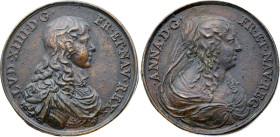France - Louis XIV (1643-1715), Anne of Austria (1601-1666), the King’s Accession (1643) by Warin (Cast Bronze, 44.43 gr, 50 mm). Extremely Fine.