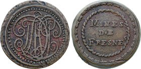 France - Louis XVIII (1815-1824), Fresnes mines (circa 1820) (Copper, 11.73 gr, 28 mm). Mazard 782a. Very Fine.