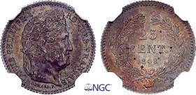 France - Louis-Philippe I (1830-1848), 25 Centimes 1848 A (Paris mint) (Silver, 1.25 gr, 15 mm). Le Franc 167, Gadoury 357, KM 755. NGC MS65

From Lis...