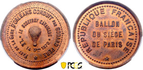 France - Government of National Defense (1870-1871), Siege of Paris, 10 Centimes 1870, Cavaignac (Copper, 10.00 gr, 30 mm). Florange 795/800. PCGS MS6...