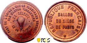 France - Government of National Defense (1870-1871), Siege of Paris, 10 Centimes 1870, Céleste (Copper, 10.00 gr, 30 mm). Florange 796. PCGS MS65 RB